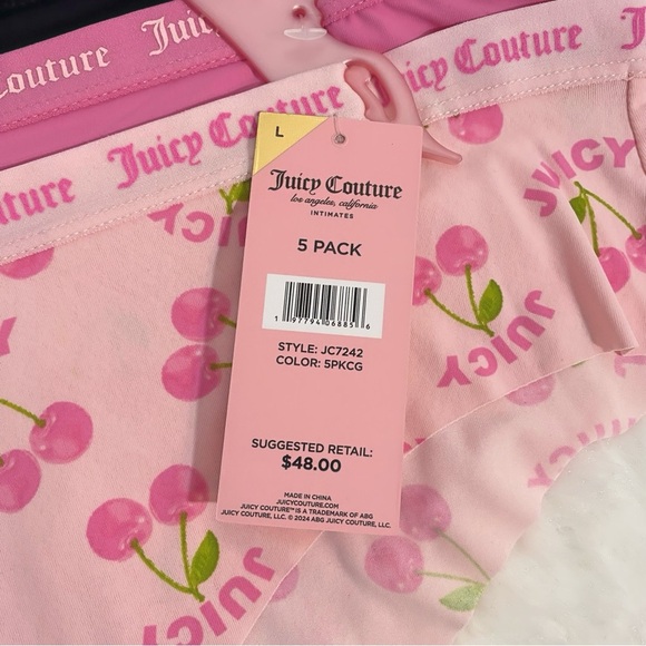 Juicy Couture Bikini Brief Pink, Black, White, Gray Logo 5 Panties Set Size L - Picture 8 of 10